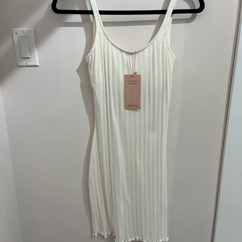 Eberjey Cream Ribbed Chemise